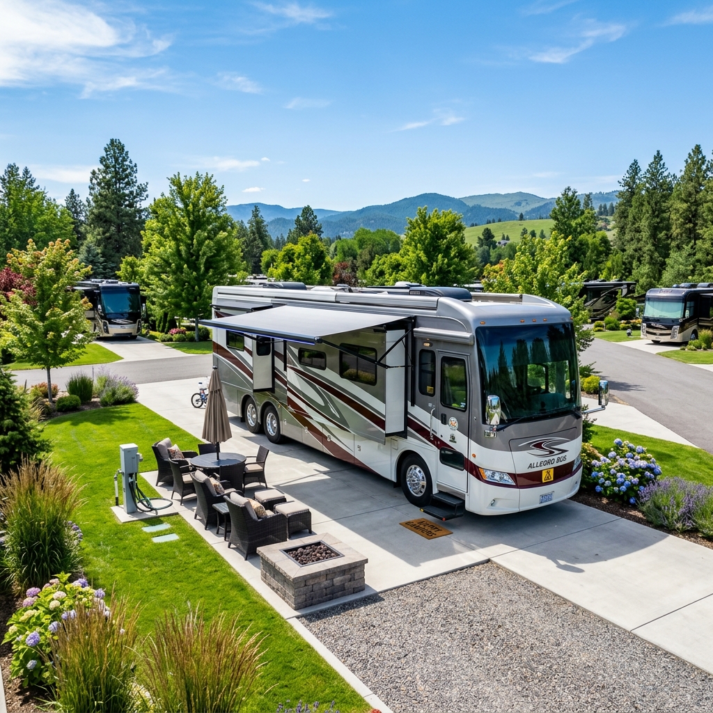 Pull-through RV sites at Bell RV Village